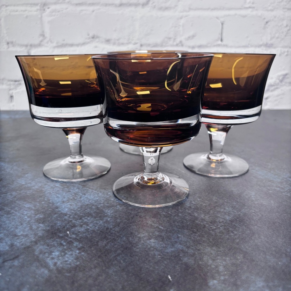 Denby Mirage Brown Champagne/Tall Sherbet Glass- Set of 4 - 4 1/4" Tall